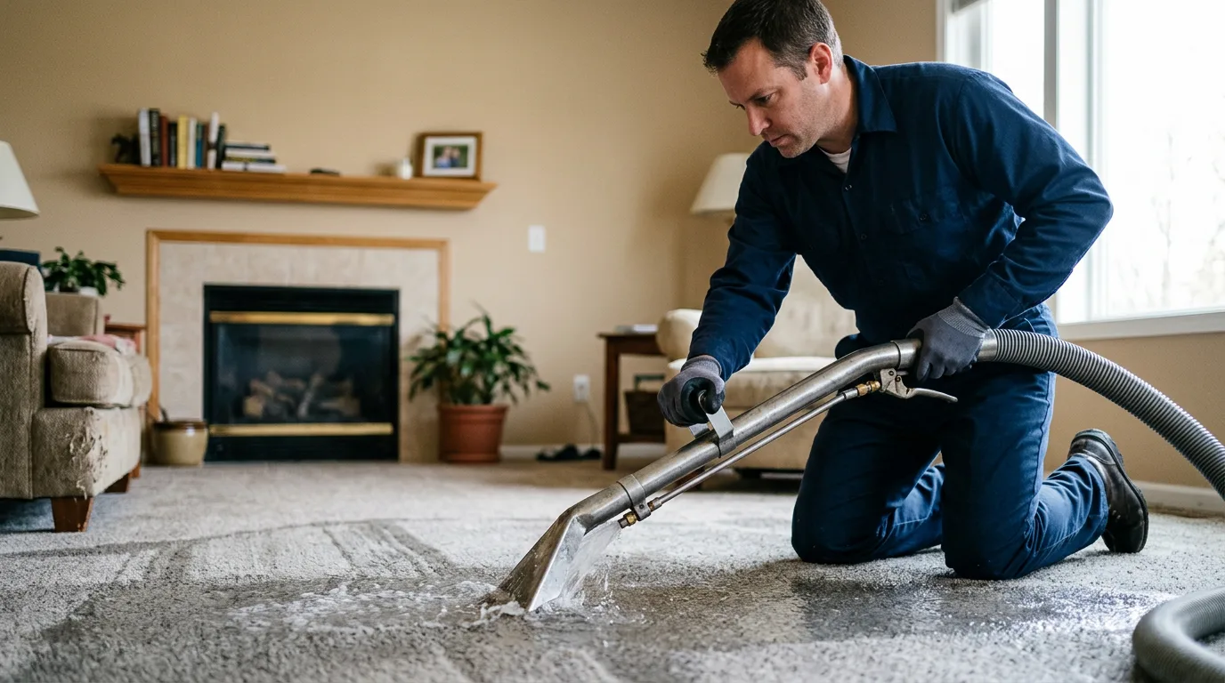 Water damage restoration technician working near Jeffersonville, IN